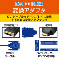 DVI-D[メス] - HDMI[オス] 変換アダプター AD-DTH エレコム 1個(取寄品)