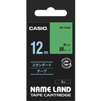 カシオ CASIO ネームランド テープ スタンダード 幅12mm 緑ラベル 黒文字 8m巻 XR-12GN