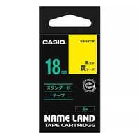 カシオ CASIO ネームランド テープ スタンダード 幅18mm 黄ラベル 黒文字 8m巻 XR-18YW