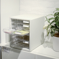 プラス レターケース A4タテ 浅型3段深型2段 仕切り板付き ホワイト 白 引き出し 4台 16118