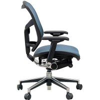 【軒先渡し】 エルゴヒューマン エンジョイ ロータイプ オフィスチェア エラストメリックメッシュ 肘付 ダークブルー EJ-LAM 1脚（直送品）