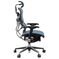 【組立設置込】エルゴヒューマン ベーシック ハイタイプ オフィスチェア エラストメリックメッシュ 肘付 ダークブルー/KM15 EH-HAM 1脚（取寄品）