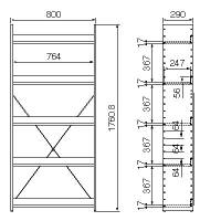 ガラージ　【ａｔ！】オープンラック　５段　白　幅800　奥行290　高さ1761mm　1台　（直送品）