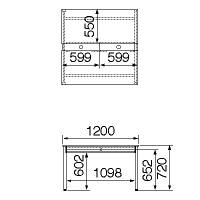 Garage（ガラージ） マルチパーパステーブル サイド幕板パネル＋コードダクト付 幅 1200×奥行き1200×高さ720mm  1台（6梱包）（直送品）