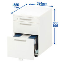 オカムラ スチールOAデスク ビラージュ VILLAGE 3段ワゴン ホワイト 幅394×奥行580×高さ605mm 1台（取寄品）