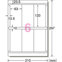 エーワン（A-one）ラベルシール 表示・宛名ラベル マット紙 プリンタ兼用 封筒 シール ステッカー A4 6面 100シート 徳用 73206