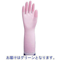 ファミリー ビニール手袋 中厚手 指先強化 炊事・掃除用 グリーン L 1双 エステー