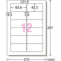 エーワン（A-one）ラベルシール パソコン＆ワープロ 汎用・インチ改行 宛名 プリンタ兼用 封筒  A4 12面  500シート 徳用 28727