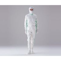 東洋リントフリー クリーンルーム用ツナギ服 ホワイト×グリーン 3L FC131A-13 1着 1-6358-01（直送品）