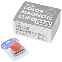 プラス カラーマグネットクリップ(小)レッド 80569 1個