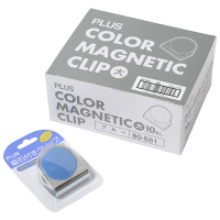 プラス カラーマグネットクリップ(大)ブルー 80561 1個