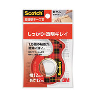 スコッチ 超透明テープS 小巻 1インチ 巻芯経25mm ディスペンサー付 幅12mm×長さ12m 10個 スリーエム CC1212-D-N（直送品）
