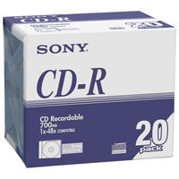 ソニー CDR 700MB ノンプリンタブル スリムケース 20CDQ80DNA 1箱(6パック120枚入)