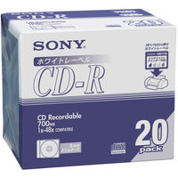 ソニー CDR 700MB プリント対応 スリムケース 20CDQ80DPWA 1箱(6パック120枚入)