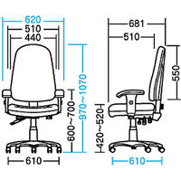 サンワサプライ　MAハイバックチェア　オフィスチェア　肘付　ブルー　SNC-5MTBL　1脚