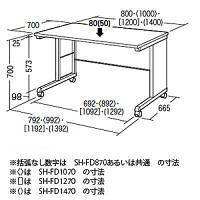 サンワサプライ SH-FDシリーズ　SOHOデスク（キャスター付） 平机 引出し無し ライトグレー 幅1400×奥行700×高さ700mm 1台（直送品）