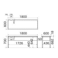 Garage（ガラージ） Ｃ２シリーズ　デスク(幕板付） 平机 引出し無し ホワイト 幅1800×奥行600×高さ700mm 1台（直送品）