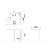 Garage（ガラージ）　Ｄ２シリーズ　ラウンド天板デスク　幅980mm　奥行き796（590）mm　白　1台　（直送品）