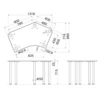 Garage（ガラージ）　Ｄ２シリーズ　ラウンド天板デスク　幅1279mm　奥行き848（600）mm　白　415448 1台　（直送品）