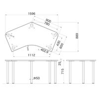Garage（ガラージ）　Ｄ２シリーズ　ラウンド天板デスク　幅1595(1491)mm　奥行き890(1060)mm　マホガニー　1台　（直送品）