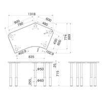 Garage（ガラージ）　Ｄ２シリーズ　ラウンド天板デスク　幅1297mm　奥行き848mm　マホガニー　1台　（直送品）