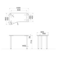 Garage（ガラージ）　Ｄ２シリーズ　ラウンド天板デスク　幅1000mm　奥行き600（450）mm　白　415100 1台　（直送品）