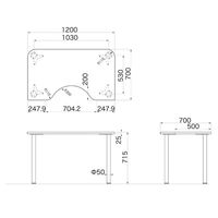 Garage（ガラージ）　Ｄ２シリーズ　ラウンド天板デスク　幅1200mm　奥行き700（500）mm　白　1台　（直送品）