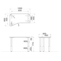 Garage（ガラージ）　Ｄ２シリーズ　ラウンド天板デスク(高さ調整可能脚）　幅1000mm　奥行き600（450）mm　白　415358 1台　（直送品）