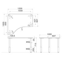 Garage（ガラージ）　Ｄ２シリーズ　ラウンド天板デスク(高さ調整可能脚）　幅1200mm奥行き1000(607)mm　マホガニー415408　1台（直送品）