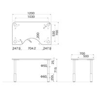 Garage（ガラージ）　Ｄ２シリーズ　ラウンド天板デスク(高さ調整可能脚）　幅1200mm　奥行き700（500）mm　マホガニー　1台　（直送品）
