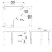 Garage（ガラージ）　Ｄ２シリーズ　ラウンド天板デスク(高さ調整可能脚）　幅1200mm　奥行き1200mm　マホガニー　1台　（直送品）