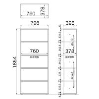 Garage（ガラージ）　ＫＫシリーズ書庫　オープン　5段　下置き専用　木目（ナチュラル）　幅796mm　奥行395mm　高さ1854mm　1台　（直送品）