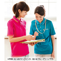 KAZEN ライン入りポロシャツ 介護ユニフォーム 男女兼用 ネイビー LL 236-08（直送品）