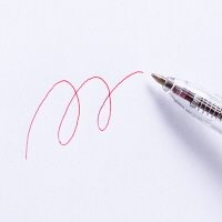 アスクル　ノック式油性ボールペン　通し穴付き　0.7mm　クリア軸　赤インク　10本  オリジナル