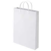 手提げ紙袋（マットフィルム貼り・ハッピータックタイプ）　平紐　白　M　1袋（5枚入）　スーパーバッグ  オリジナル