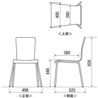 アール・エフ・ヤマカワ プライウッドチェア ダーク 座パッドなし RFC-FPDB  幅495mm キャスター無し スタッキング