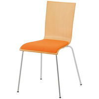 アール・エフ・ヤマカワ プライウッドチェア（パッド座） オレンジ 1箱（4脚入） 幅495mm キャスター無し スタッキング