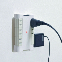 オーム電機 雷サージ付き壁コンセント用回転タップ ホワイト 2P式 6個口 HS-A1251W 1個