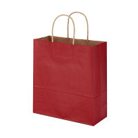 手提げ紙袋　丸紐　ベーシックカラー　赤　S　1袋（50枚入）　スーパーバッグ  オリジナル