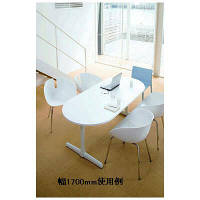 プラス　Tレッグテーブル　ラウンドタイプ　ホワイト　幅1500×奥行800×高さ695mm　1台（2梱包）　（取寄品）