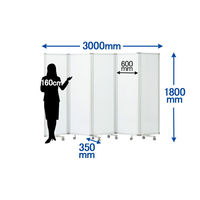 コマイ 5連スクリーン パンチングスチール 高さ1800×幅3000 1台 キャスター付き アルミフレーム 連結パーテーション