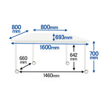 【車上渡し】アール・エフ・ヤマカワ キャスターテーブル 台形 ホワイト 幅1600×奥行693×高さ700mm RFCTT-WL8016DWH 1台（直送品）