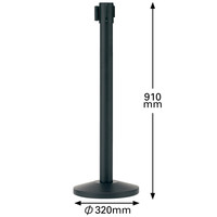 アスプルンド 自動ロック機能付きべルトポールパーティション スタンダード マットブラック（レッドベルト） ベース直径320×高さ910mm