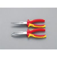 エスコ 200mm 絶縁ラジオペンチ(グリップ付/先曲/メッキ) EA537KE-200 1丁（直送品）