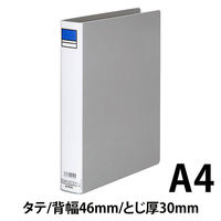 アスクル　パイプ式ファイル片開き　ベーシックカラー（2穴）　A4タテ　とじ厚30mm背幅46mm　グレー　10冊  オリジナル