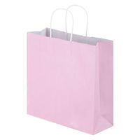 手提げ紙袋　平紐　パステルカラー　ピンク　M　1パック（3箱計900枚）　スーパーバッグ  オリジナル
