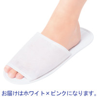 スマイル 使いきり不織布スリッパ（使い捨て不織布スリッパ） 約24～27cm ホワイト×ピンク 1セット（10足入）