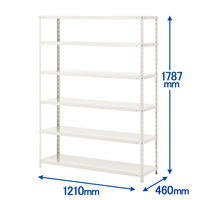 アスプルンド 軽量ラック (天地6段) ホワイト 幅1210×奥行460×高さ1787mm 耐荷重100kg 1台（4梱包）