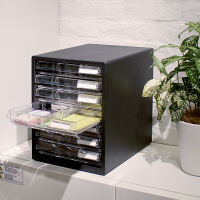 プラス レターケース A4タテ 浅型7段 仕切り板付き ブラック 黒 引き出し 4台 16117