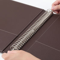 アスクル合皮製30穴リングファイル エンボス加工 ブラウン 1セット（3冊：1冊×3）  オリジナル